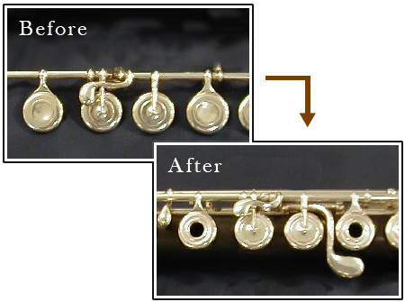 Repair of flute„ before�@after